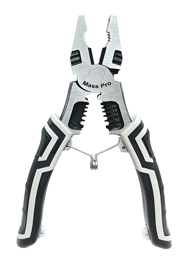 Mass Pro Multipurpose Lineman Plier - Cutting, Gripping, Wrench, Crimping, and Wire Stripping Tool (Chrome Vanadium Steel) - Image 1
